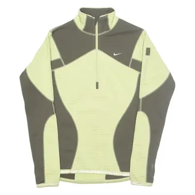 NIKE Womens Sweatshirt Green 1/4 Zip S
