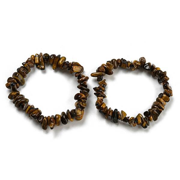 Natural Tiger Eye Chip Beaded Stretch Bracelet