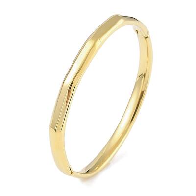 304 Stainless Steel Faceted Ring Hinged Bangles for Women