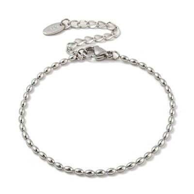 Non-Tarnish 201 Stainless Steel Rugby Beaded Chain Bracelets