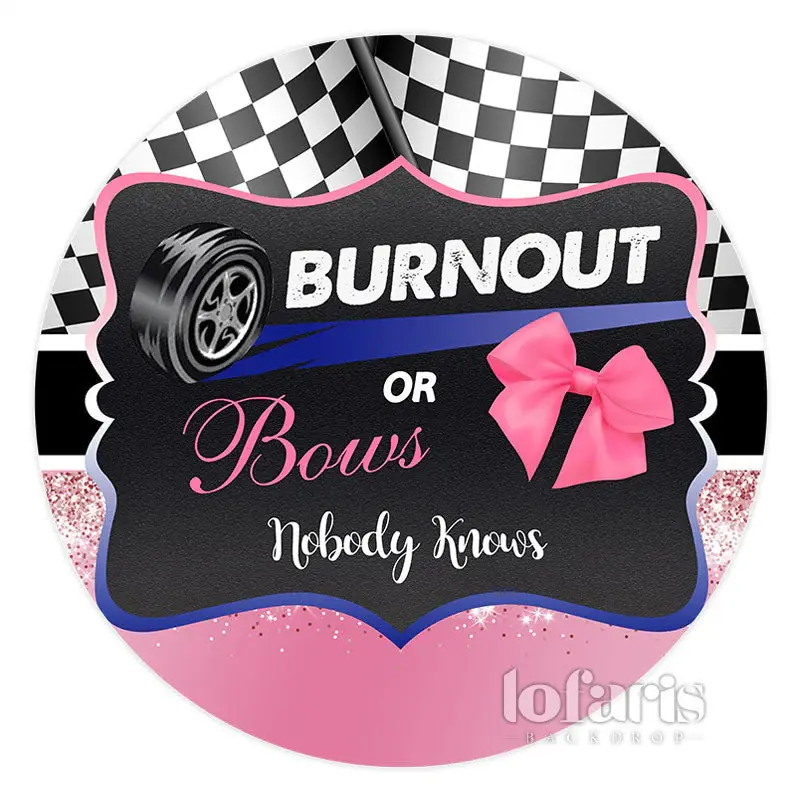 Aperturee Burnout Or Bows Round Black Pink Baby Shower Backdrop | Round Party Backdrop | Baby Shower Round Backdrop | Round B...