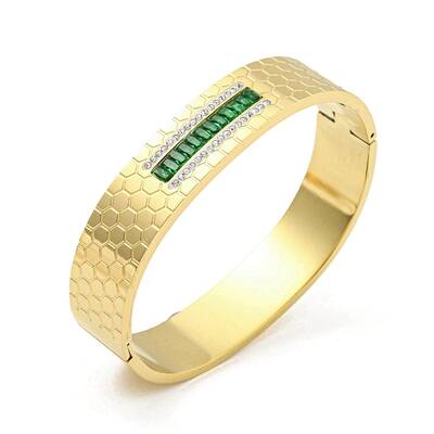 304 Stainless Steel Pave Cubic Zirconia Hinged Bangles for Women