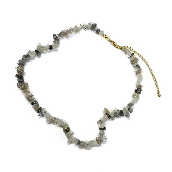 Natural Rutilated Quartz Chips Beaded Necklace