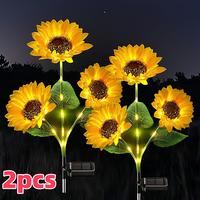 2pcs Solar LED Sunflower Garden Lights, Realistic Night Glow for Yard, Lawn, Patio and Porch Decoration, Waterproof IP65, Ene...