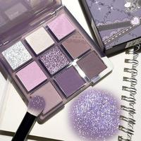 9 Color Purple Tones Eyeshadow Palette, Multicolor Matte and Glitter Shimmering Eye Shadow Makeup Palette, High Pigmented Col...
