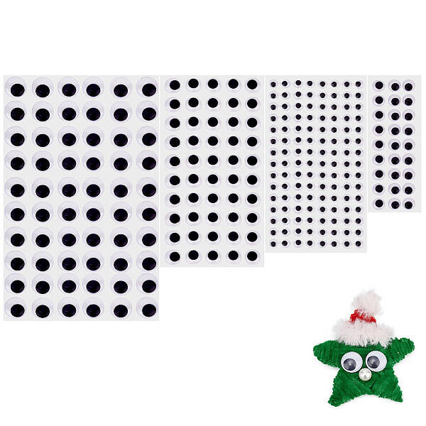 4 Sheets 4 Styles Plastic Wiggle Googly Eyes Stickers