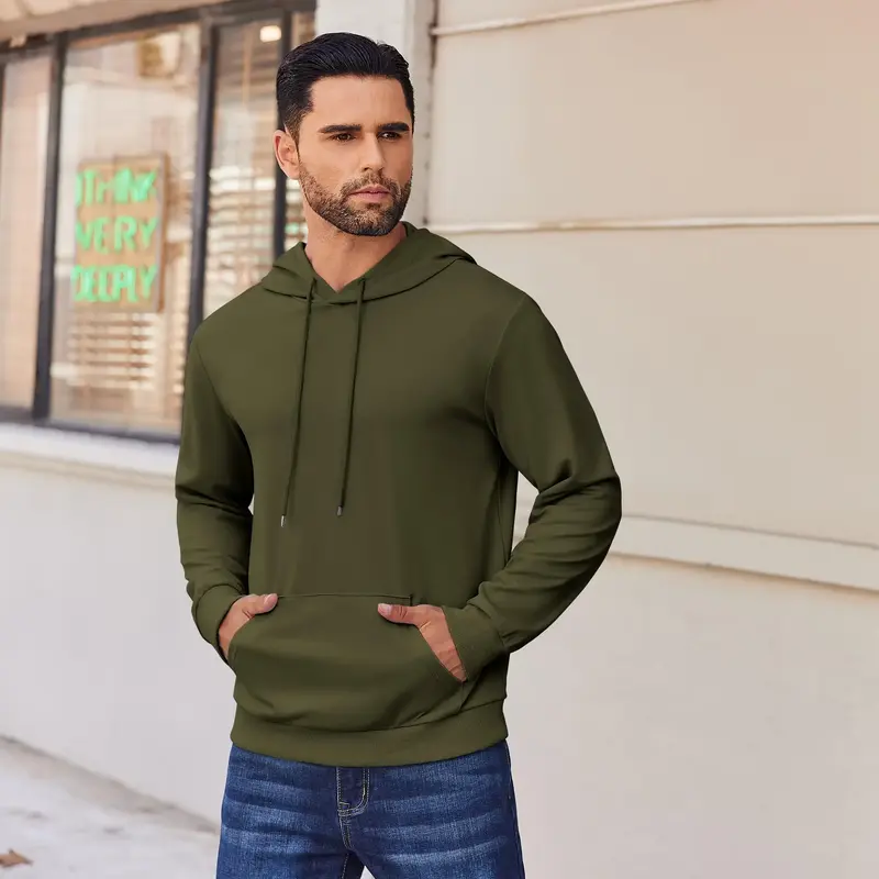 COOFANDY Fall Outfits Mens Hoodie Pullover Long Sleeve Casual Fashion Sweatshirts Drawstring Gym Hooded Shirt with Kanga Pock...