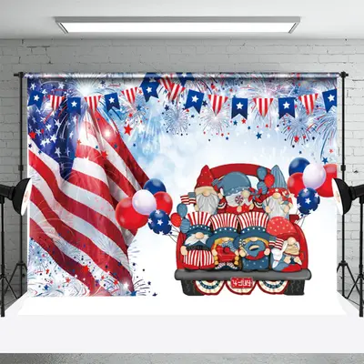 Car People Balloon Flag Independence Day Backdrop - Aperturee