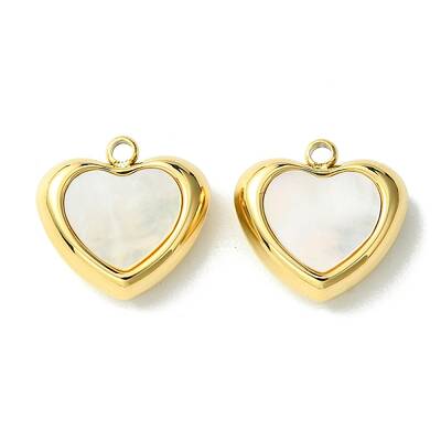 Ion Plating(IP) 304 Stainless Steel Pave Shell Heart Charms