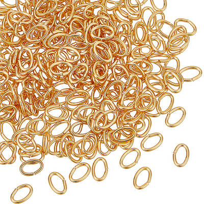 Beebeecraft 1 Box 300Pcs 18K Gold Plated Open Jump Rings Oval Linking Rings Connectors Jewelry Links for DIY Jewellery Making...