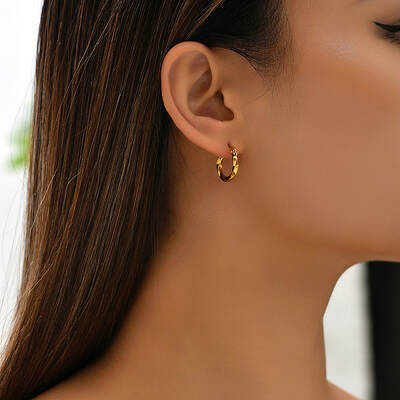 Fashionable Stainless Steel Twist Hoop Earrings