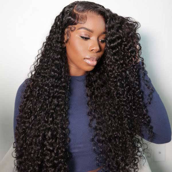 Ashimary 4C Kinky Edges Hairline HD Lace Front Deep Wave Wigs