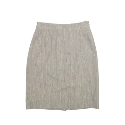 YVES SAINT LAURENT Short Pencil Skirt Grey Wool Womens M