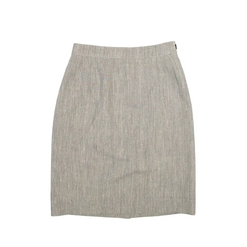 YVES SAINT LAURENT Short Pencil Skirt Grey Wool Womens M