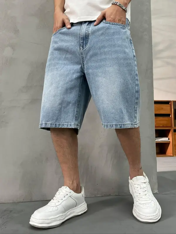 Men's Denim Shorts, Loose Casual Comfy Shorts for Summer, Men's Bottoms for Daily Wear