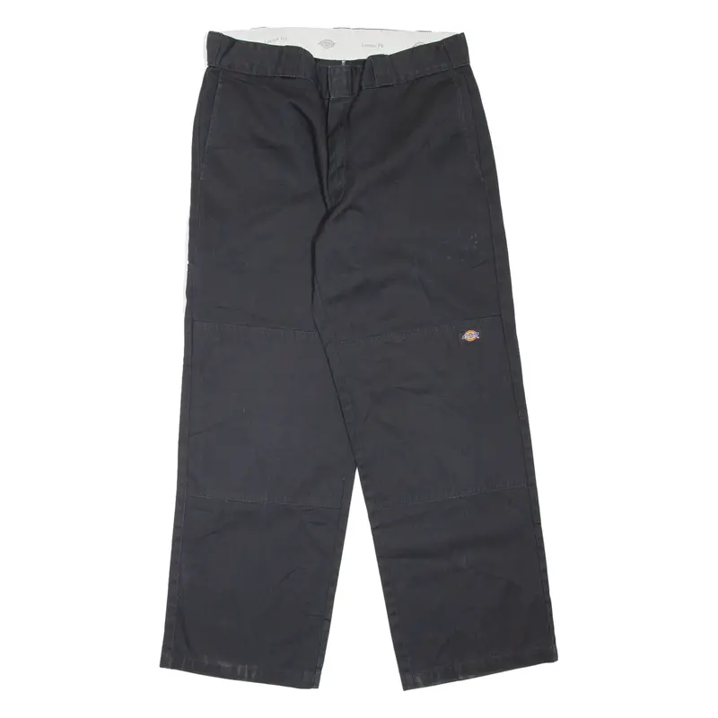 DICKIES Workwear Mens Trousers Black Loose Straight W33 L30