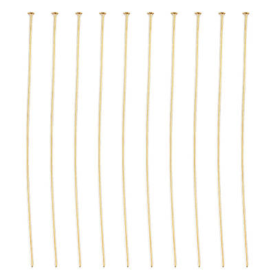 DICOSMETIC 150Pcs 18K Gold Plated Head Pins Brass Flat Head Pins 24 Gauge Straigt Long Jewelry Head Pin Beading End Headpins ...