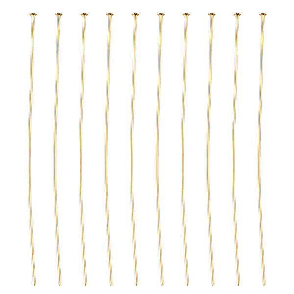 DICOSMETIC 150Pcs 18K Gold Plated Head Pins Brass Flat Head Pins 24 Gauge Straigt Long Jewelry Head Pin Beading End Headpins ...