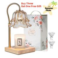 Flower Candle Warmer Lamp with Timer: Table Lamp, Unique Glass Lamp, Height Adjustable Candle Lamp Warmer Home Bedroom Decor,...