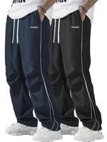 Men's Letter Straight Leg Pants, Casual Comfy Side Stripe Pocket Trousers for Daily Wear, Streetwear Men's Bottoms for All Se...