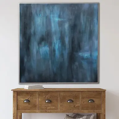Large Abstract Blue Paintings On Canvas Minimalist Deep Blue Art 60x60" Custom Painting Navy Blue Art Monochrome Paintin...