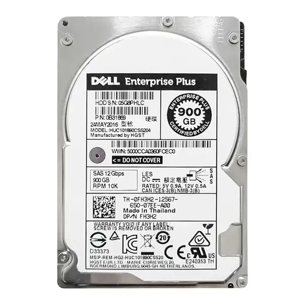 FH3H2 Dell 900GB 12Gb/s SAS 10000 2.5-Inch Hard Drive