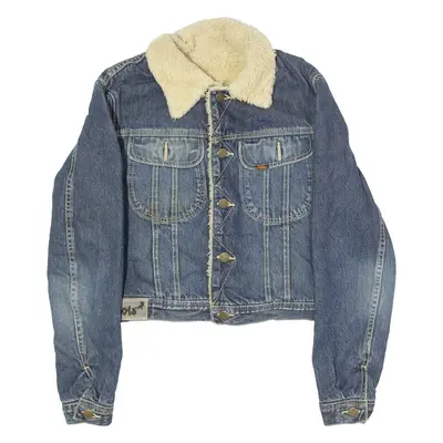LOIS Womens Sherpa Lined Denim Jacket Blue 90s S