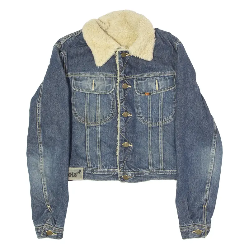 LOIS Womens Sherpa Lined Denim Jacket Blue 90s S