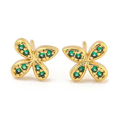 Rack Plating Brass Micro Pave Clear Cubic Zirconia Stud Earrings