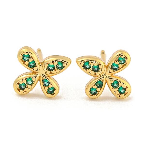 Rack Plating Brass Micro Pave Clear Cubic Zirconia Stud Earrings