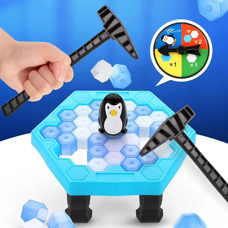 1 Set Penguin Icebreaker Game, Ice Cubes Icebreaker Toy, Save Penguin Break Ice Board Games with Cubes, Kids Puzzle Board Gam...
