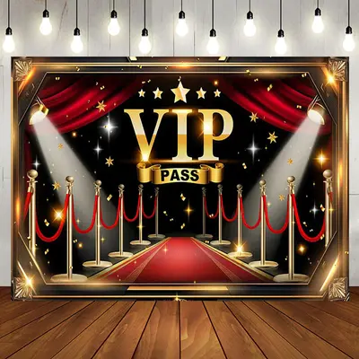 Aperturee Black Red Gold Carpet Vip Pass Birthday Backdrop | Birthday Back Drop | Backdrop For Birthday Party | Simple Backdr...