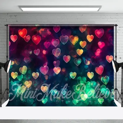 Romantic Colorful Hearts Bokeh Photography Backdrop - Aperturee