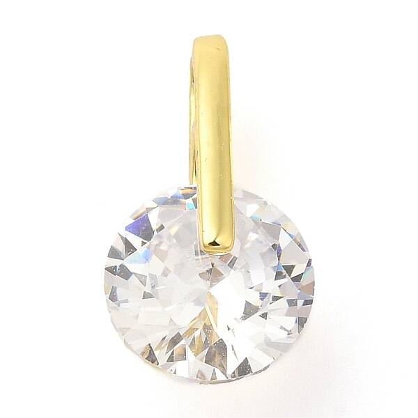 Flat Round Rack Plating Brass with Cubic Zirconia Pendants Charms