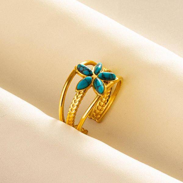 304 Stainless Steel Flower Cuff Rings