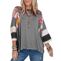 EVALESS Women's 3/4 Short Sleeve T Shirts Tops Casual Crewneck Batwing Oversized Lightweight Striped Loose Soft Patchwork Gra...