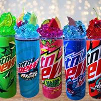 Assorted Soda Ice Tumblers - Removable Magnetic Lid with Faux Ice and Metal Straw - Baja Blast - 20 Oz - Bottle, Drinkware