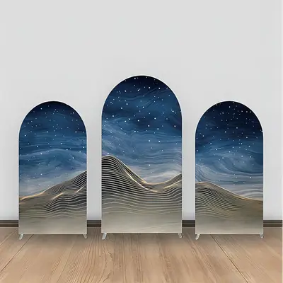 Blue Gold Sky Night Dune Marble Arch Backdrop Kit - Aperturee
