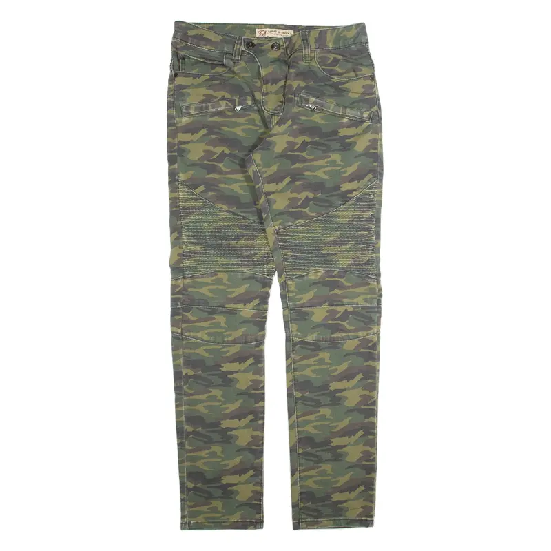 CIPO & BAXX Camo Mens Trousers Green Slim Tapered W30 L32