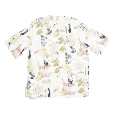 NEW FAST Womens Printed Shirt Cream Viscose Floral XL