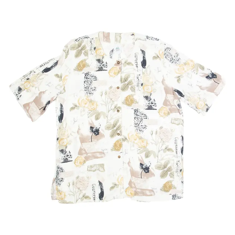 NEW FAST Womens Printed Shirt Cream Viscose Floral XL