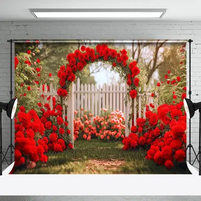 Aperturee Romantic Red Rose Garden Valentines Day Backdrop | Valentine'S Day Backdrops | Valentine Photo Backdrop | Valentine...