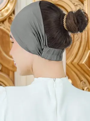 Women's Solid Color Muslim Instant Hijab, Wide Edge Scarf Cap for Daily Sports, All Seasons Woven Fabric Headwear