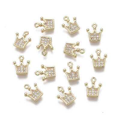 Brass Micro Pave Clear Cubic Zirconia Charms
