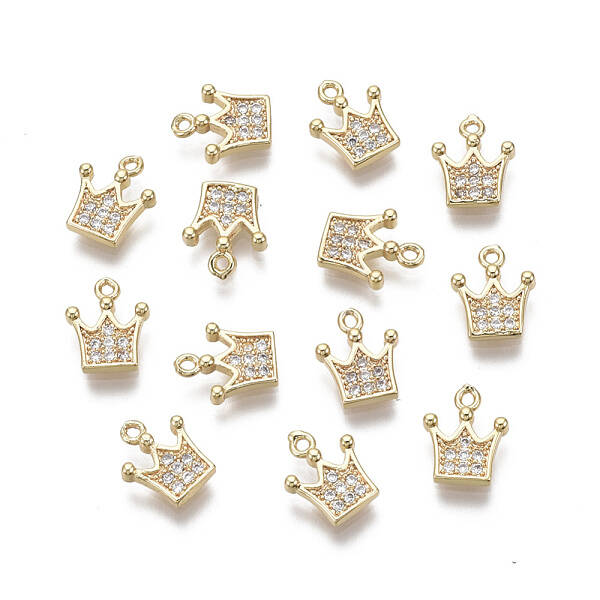 Brass Micro Pave Clear Cubic Zirconia Charms
