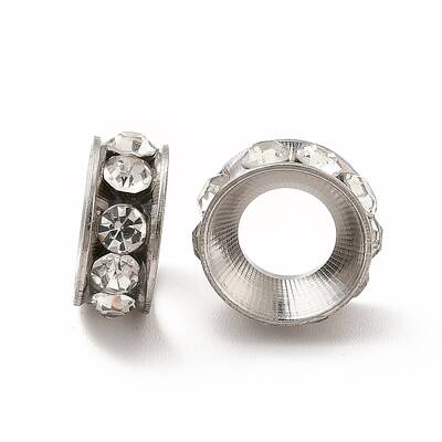 201 Stainless Steel Crystal Rhinestone Spacer Beads