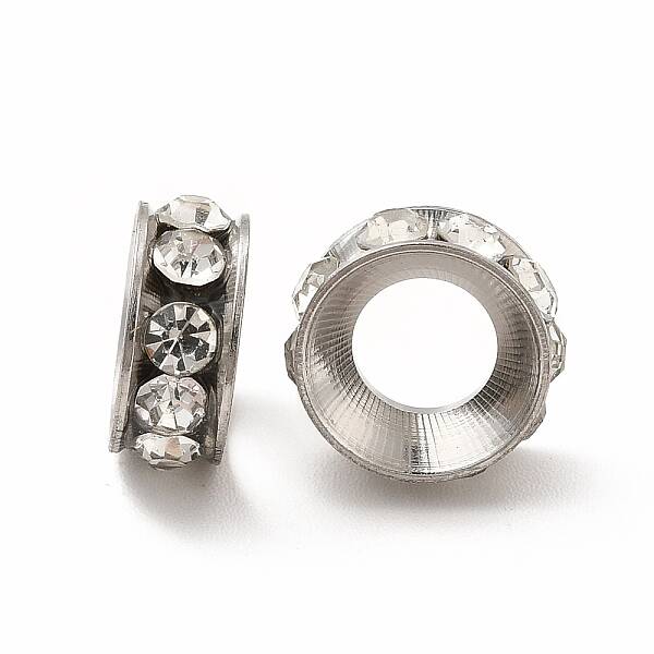 201 Stainless Steel Crystal Rhinestone Spacer Beads