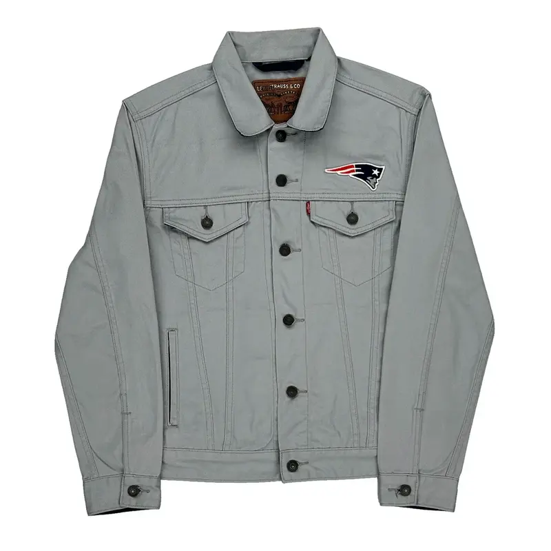 New England Patriots Levis Nfl Denim Jacket - Medium Grey Cotton Blend