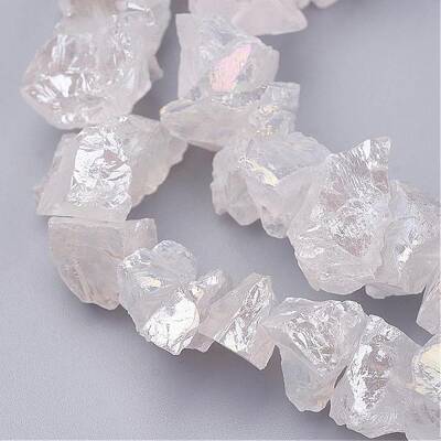 Electroplated Natural Quartz Crystal Bead Strands