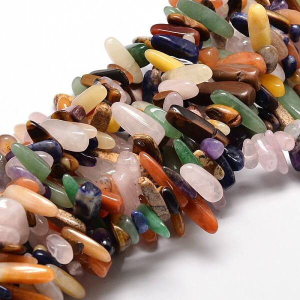 Natural Mixed Stone Chip Beads Strands